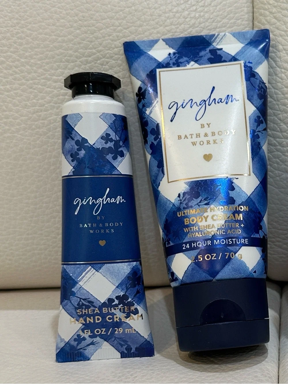 Bath& Body Works Gingham 2 Pieces Travel Size Body Care Set-Bule